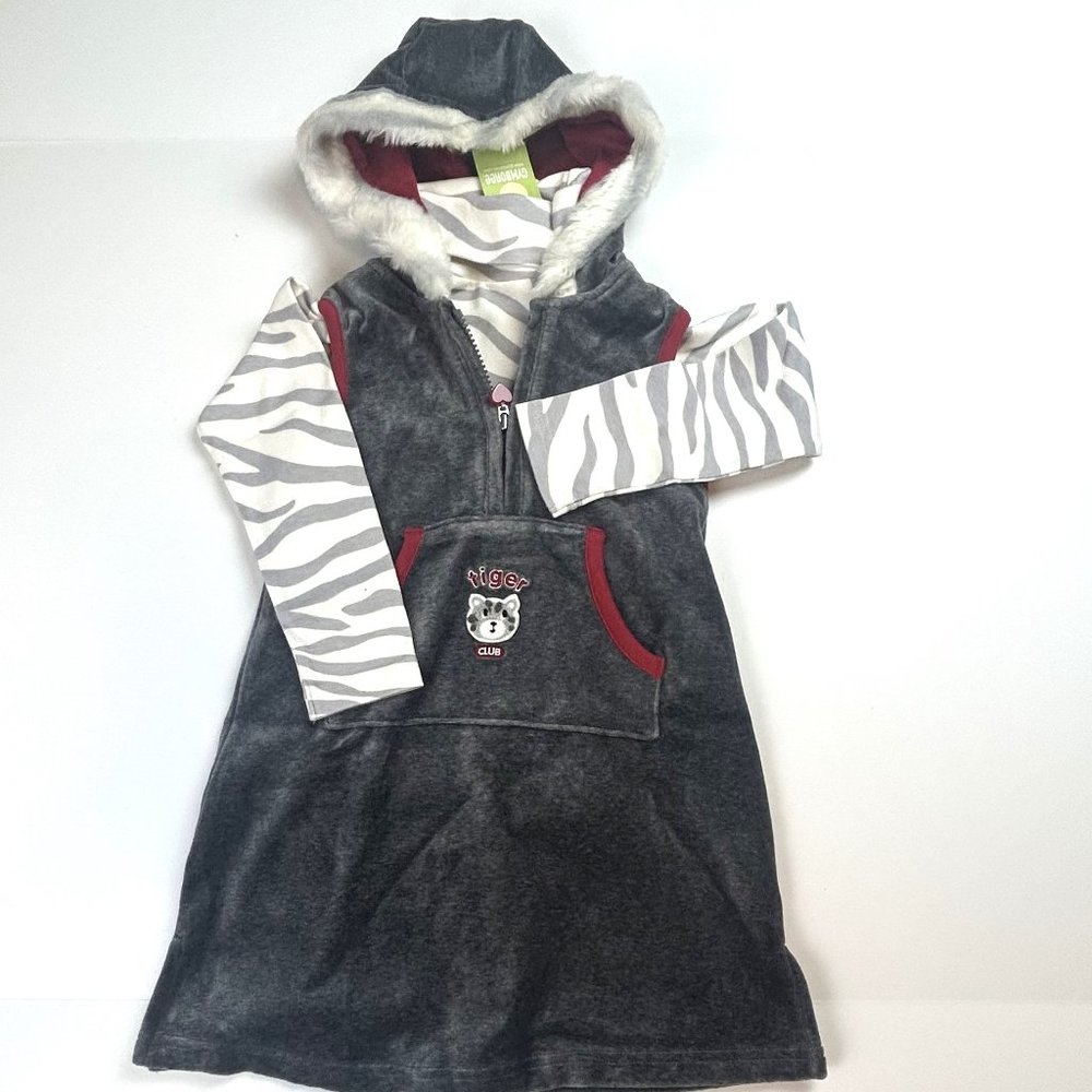 NWT Gymboree Girl Hooded Tiger Velour Jumper & Tiger Print Turtleneck Tee Size 4